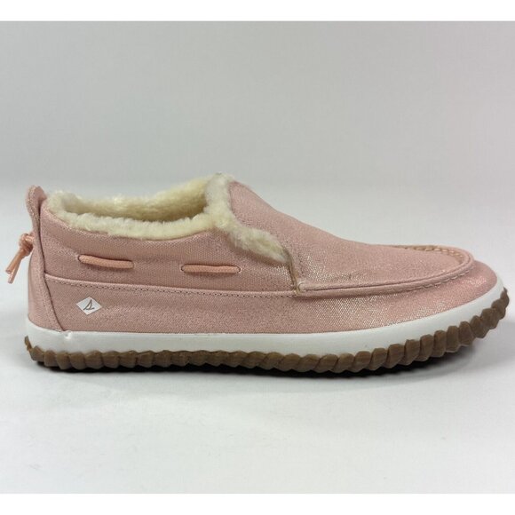 Sperry Top-Sider Moc-Sider Blush Pink Girls Size 4 Shoes Sneakers Faux Fur - Picture 1 of 9